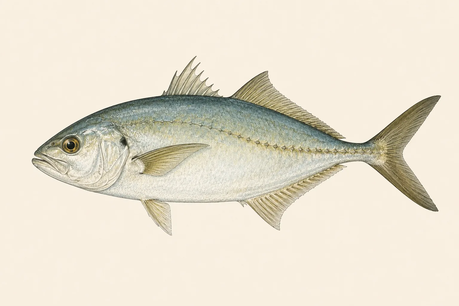 Blue Runner (Caranx crysos), illustrated in profile with the head facing left.